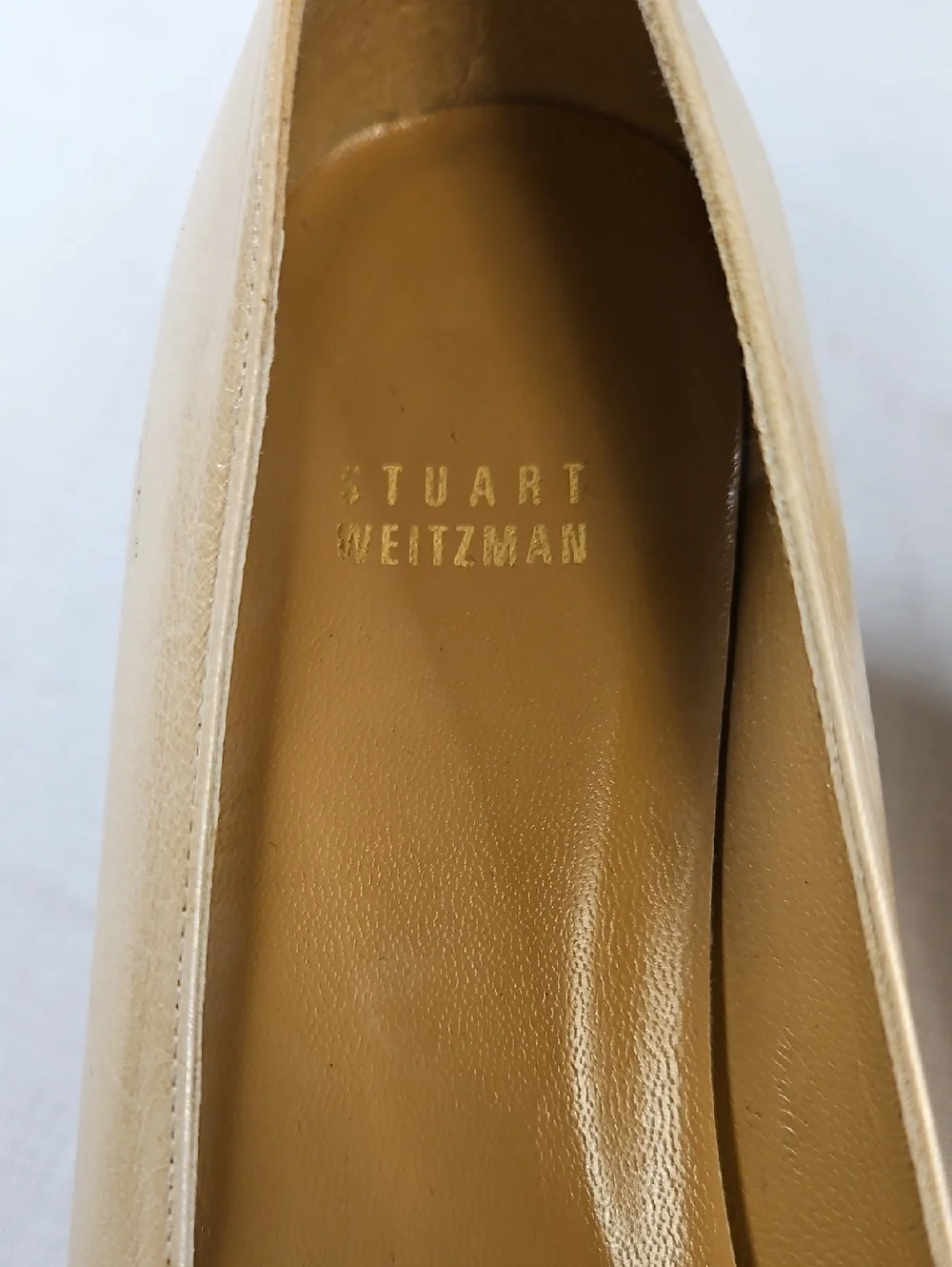 Stuart Weitzman Peep Toe Kitten Heels, Tan, Size 8